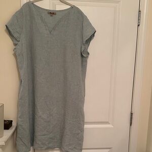 Flax Sky Blue V-Neck Dress